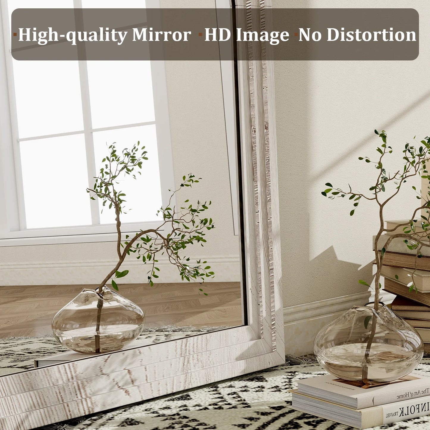 40"X 30" Arched Bathroom Mirror Wall Mirror Wooden Frame,White
