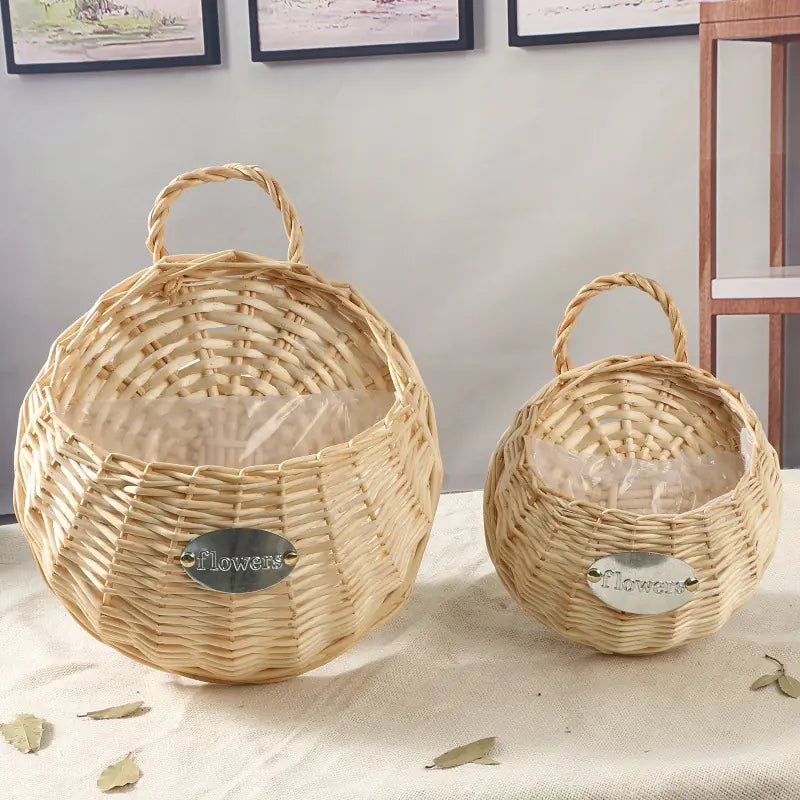 Woven Wall-Mounted Flower Pot Basket for Decor