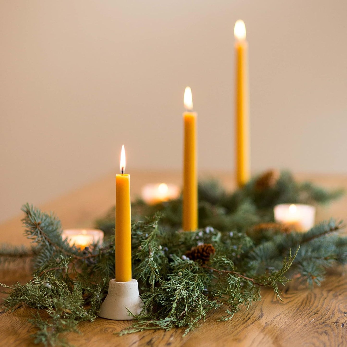 100% Pure Beeswax Taper Candles | Natural Beeswax, Yellow Unscented Tapered | Soy, Paraffin & Fragrance Free | 12 Inch, Bulk 8-Pack | Handmade in Colorado