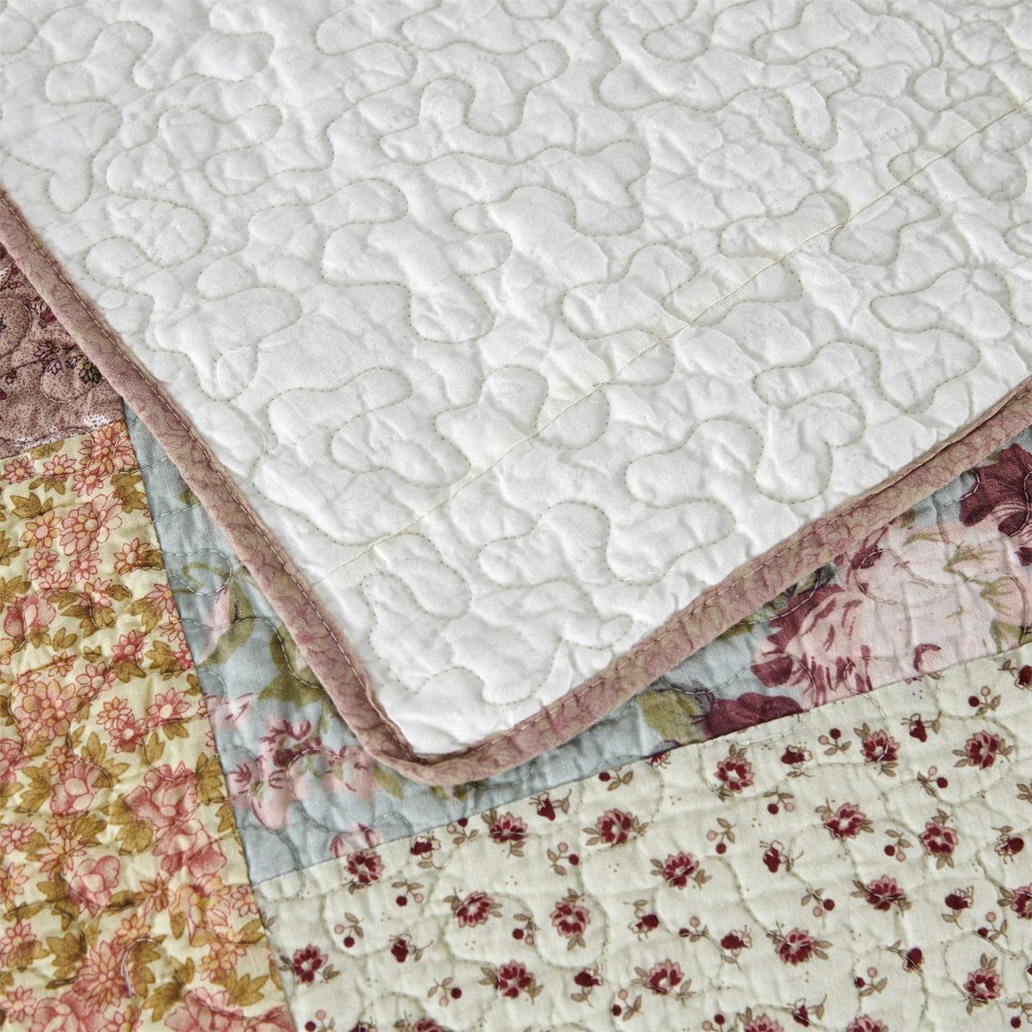 Authentic 100% Cotton Easy-Clean – Luxury Boho Quilt with Decorative Floral Patchwork Design Oversize Bedspread, Soft Breathability Bedding, King 110X96”, Boho-Royal Garden