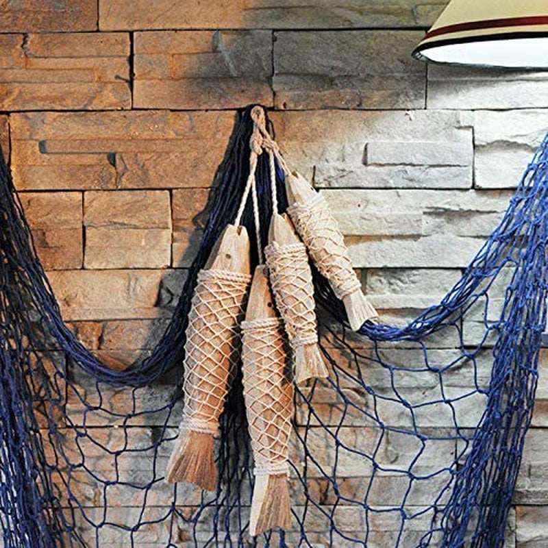 Rustic Nautical Wooden Fish Decor - Hanging Fish Sculpture for Wall, Beach Theme Home Decor - Bedroom, Bathroom, Lake House (S)