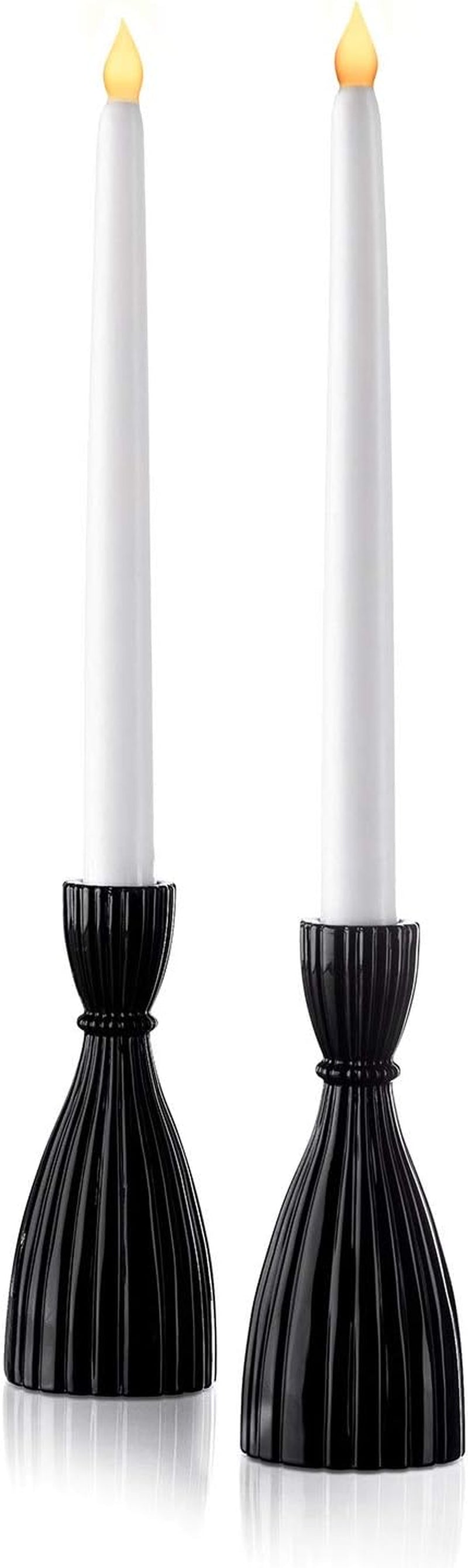 Taper Candle Holder, 2 Pack, 6 Inch, Black Glass Taper Candle Holders for Candlesticks, Decorative for Standard Taper Candle, Wedding Centerpieces, Table and Farmhouse Decor