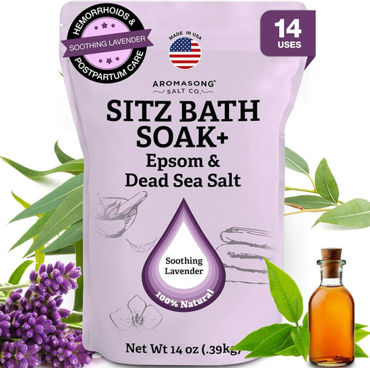 Sitz Bath Postpartum Soak - Made in the USA with Dead Sea Salt & Epsom Salts - Soothing and Calming Ingredients Including Lavender, Chamomile Flower, and Eucalyptus Oil