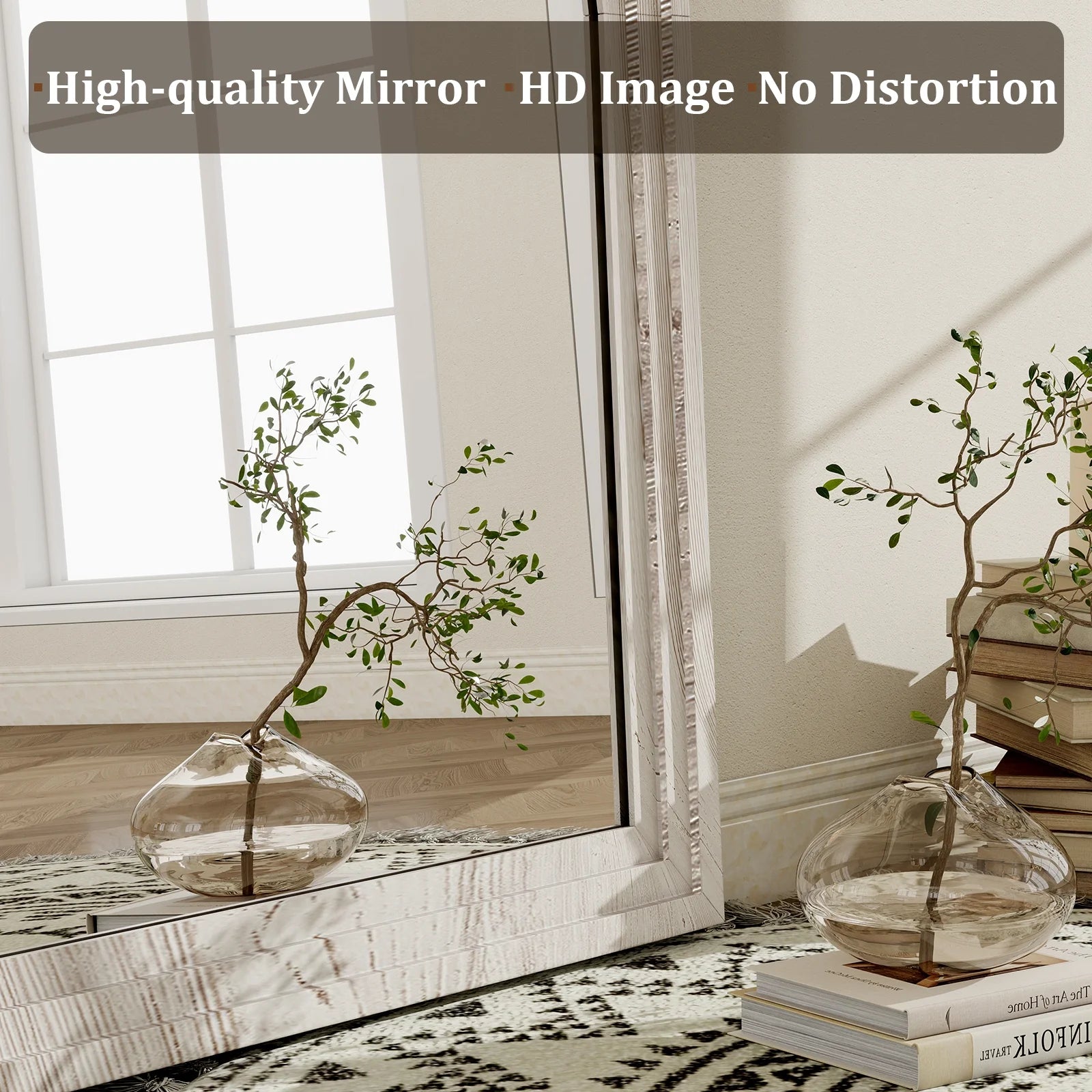 40"X 30" Arched Bathroom Mirror Wall Mirror Wooden Frame,White