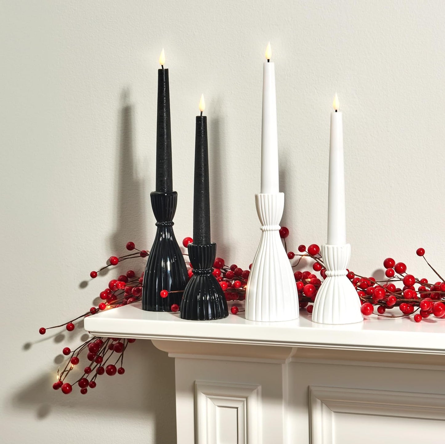 Taper Candle Holder, 2 Pack, 6 Inch, Black Glass Taper Candle Holders for Candlesticks, Decorative for Standard Taper Candle, Wedding Centerpieces, Table and Farmhouse Decor