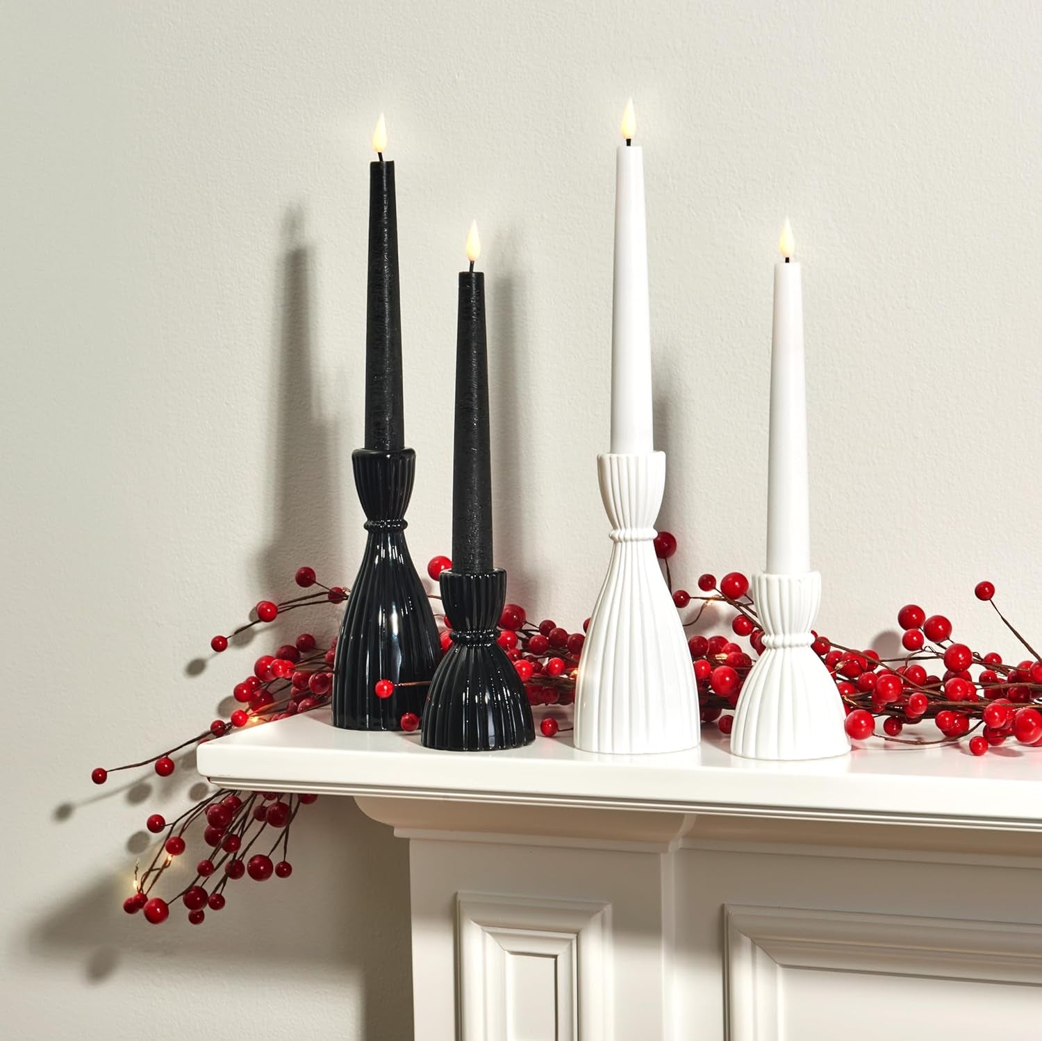Taper Candle Holder, 2 Pack, 6 Inch, Black Glass Taper Candle Holders for Candlesticks, Decorative for Standard Taper Candle, Wedding Centerpieces, Table and Farmhouse Decor