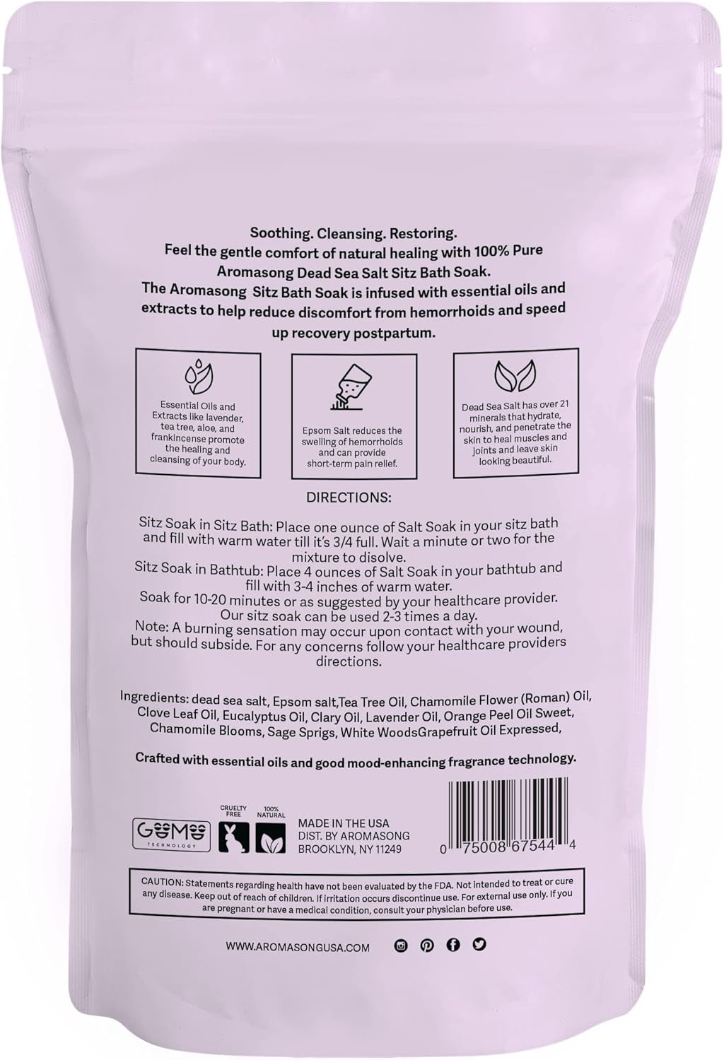 Sitz Bath Postpartum Soak - Made in the USA with Dead Sea Salt & Epsom Salts - Soothing and Calming Ingredients Including Lavender, Chamomile Flower, and Eucalyptus Oil