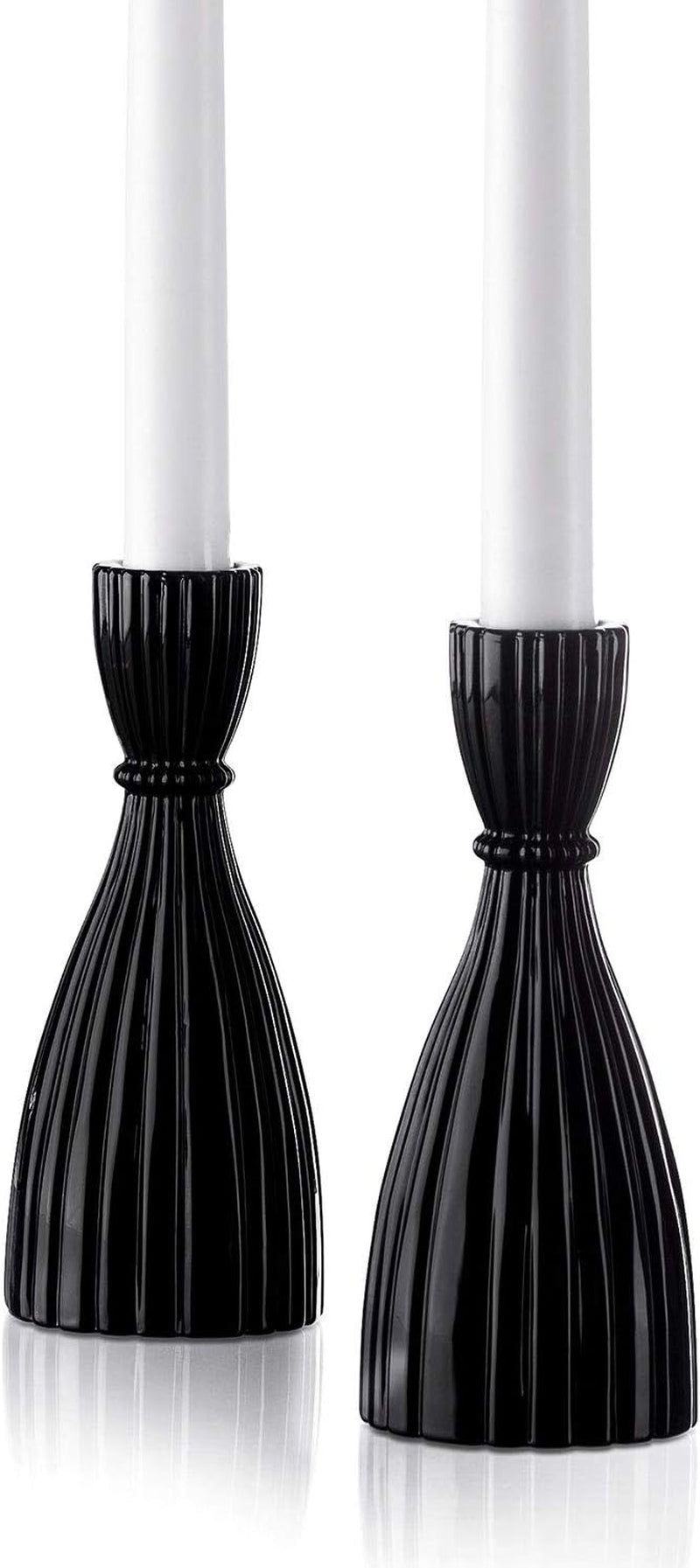 Taper Candle Holder, 2 Pack, 6 Inch, Black Glass Taper Candle Holders for Candlesticks, Decorative for Standard Taper Candle, Wedding Centerpieces, Table and Farmhouse Decor