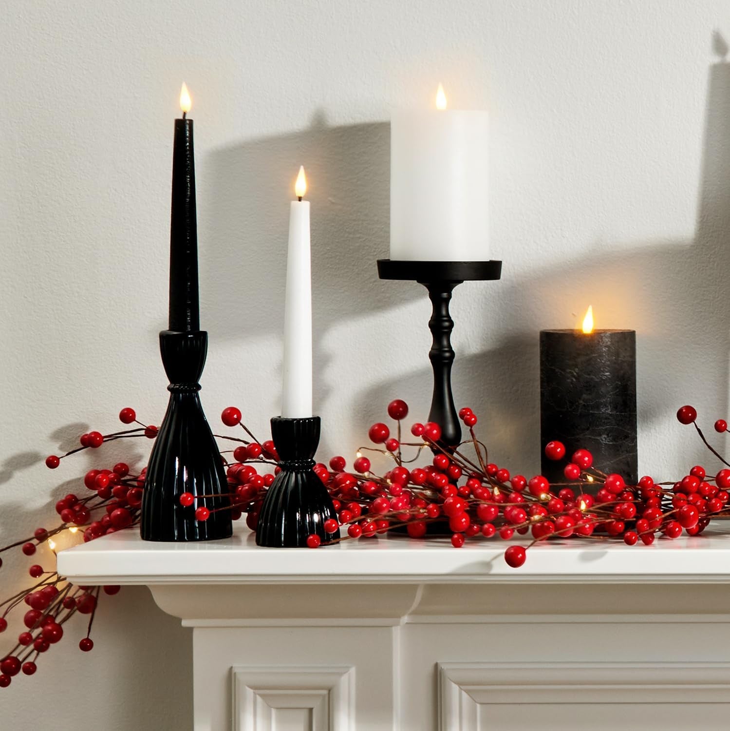 Taper Candle Holder, 2 Pack, 6 Inch, Black Glass Taper Candle Holders for Candlesticks, Decorative for Standard Taper Candle, Wedding Centerpieces, Table and Farmhouse Decor