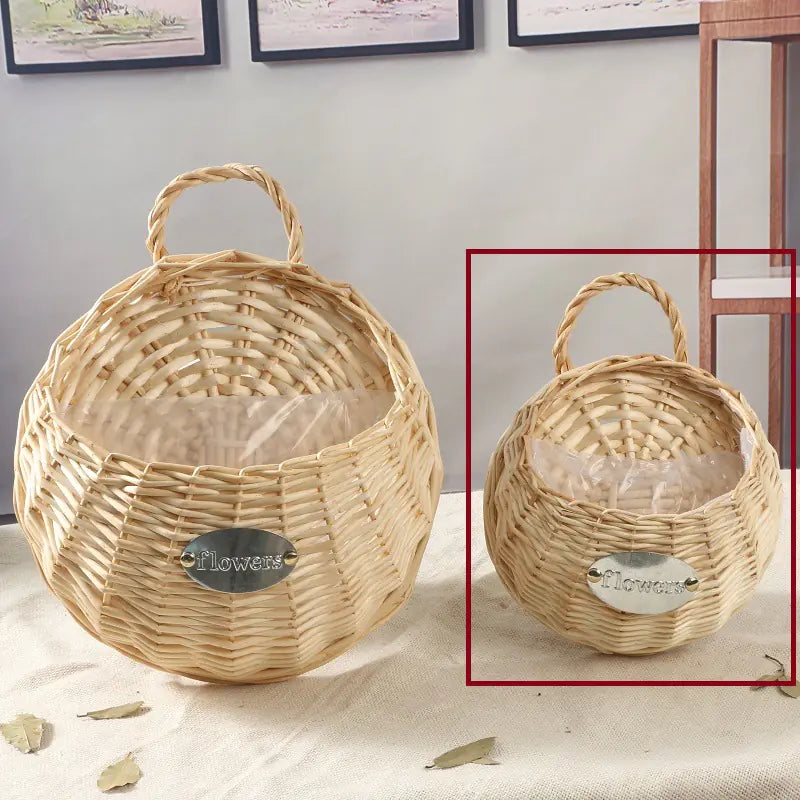 Woven Wall-Mounted Flower Pot Basket for Decor