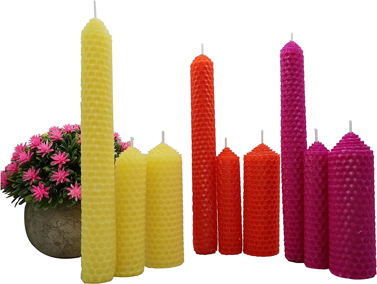 2 Set 100% Pure Natural Handmade Beeswax Honeycomb Hand Rolled Unscented Tapers Candles (1" X 8") Purple