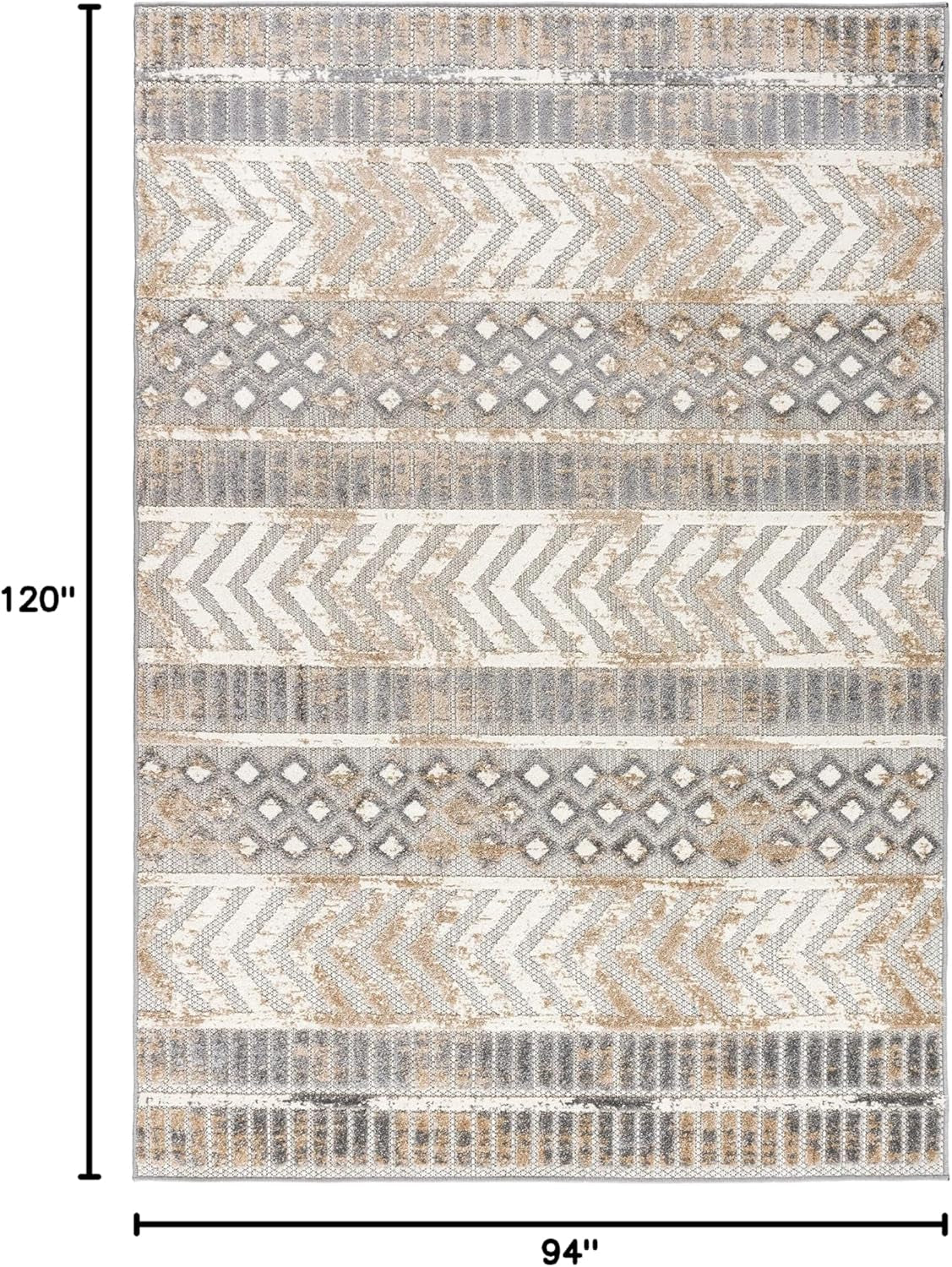 Distressed Geometric Indoor/Outdoor Area Rug 7'10" X 10' Beige