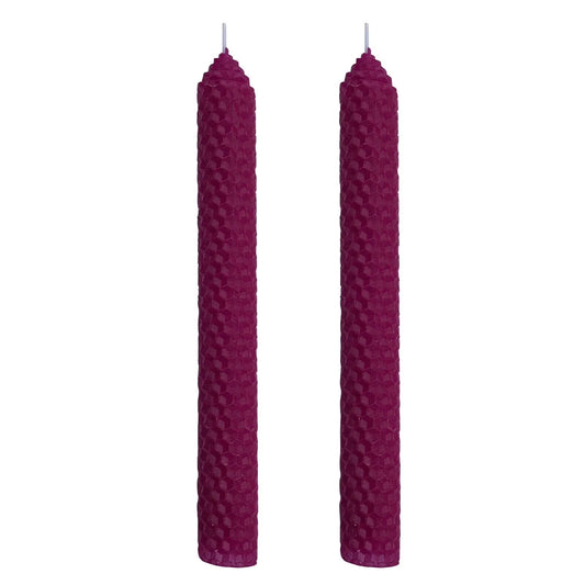 2 Set 100% Pure Natural Handmade Beeswax Honeycomb Hand Rolled Unscented Tapers Candles (1" X 8") Purple